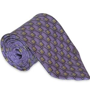 Vintage Gianni Versace Lavender & Yellow Floral Classic Silk Tie